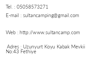 Sultan Camp Kabak iletiim bilgileri